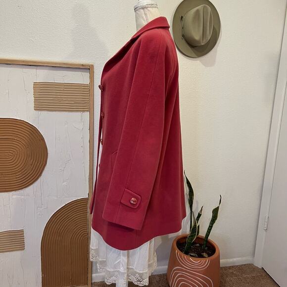 Pendleton Pink 100% Lambswool Long Button Front Peacoat Winter Coat - Picture 6 of 15